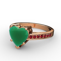 Lovie Kalp Tektaş Yüzük - Kök zümrüt ve garnet 8 ayar rose altın yüzük #1n77umg