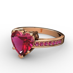 Lovie Kalp Tektaş Yüzük - Rodolit garnet 8 ayar rose altın yüzük #1oqnfbk