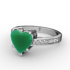 Lovie Kalp Tektaş Yüzük - Kök zümrüt ve swarovski 8 ayar beyaz altın yüzük #1psu5s3