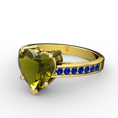 Peridot ve lab safir 925 ayar altın kaplama gümüş yüzük
