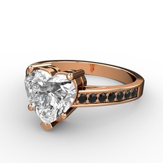 Lovie Kalp Tektaş Yüzük - Swarovski ve siyah zirkon 18 ayar rose altın yüzük #1rqcylh