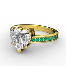 Lovie Kalp Tektaş Yüzük - Swarovski ve yeşil kuvars 18 ayar altın yüzük #1tg03m5