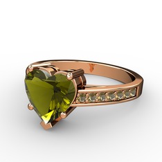 Peridot ve dumanlı kuvars 18 ayar rose altın yüzük