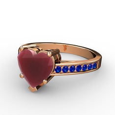 Lovie Kalp Tektaş Yüzük - Kök yakut ve lab safir 18 ayar rose altın yüzük #1v12j6k