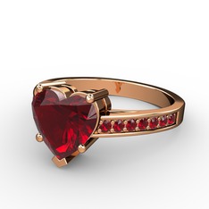 Lovie Kalp Tektaş Yüzük - Garnet 18 ayar rose altın yüzük #1vyswf5