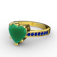 Lovie Kalp Tektaş Yüzük - Kök zümrüt ve lab safir 14 ayar altın yüzük #1wdcbv7