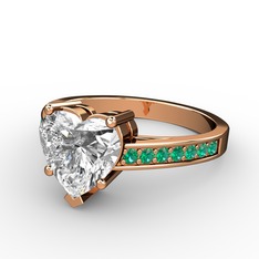 Lovie Kalp Tektaş Yüzük - Swarovski ve yeşil kuvars 18 ayar rose altın yüzük #1xyb41q