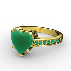 Kök zümrüt ve yeşil kuvars 925 ayar altın kaplama gümüş yüzük