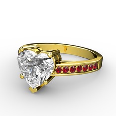 Lovie Kalp Tektaş Yüzük - Swarovski ve garnet 14 ayar altın yüzük #4xx125