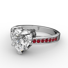 Lovie Kalp Tektaş Yüzük - Swarovski ve garnet 18 ayar beyaz altın yüzük #6sh22e