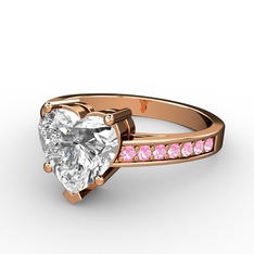 Swarovski ve pembe kuvars 925 ayar rose altın kaplama gümüş yüzük
