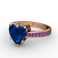 Lab safir ve ametist 18 ayar rose altın yüzük