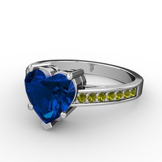 Lab safir ve peridot 925 ayar gümüş yüzük