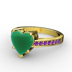 Lovie Kalp Tektaş Yüzük - Kök zümrüt ve ametist 8 ayar altın yüzük #afcpnq