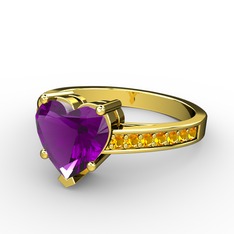 Ametist ve sitrin 8 ayar altın yüzük