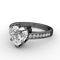 Swarovski ve pırlanta 925 ayar siyah rodyum kaplama gümüş yüzük (0.21 karat)