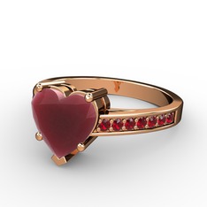 Lovie Kalp Tektaş Yüzük - Kök yakut ve garnet 18 ayar rose altın yüzük #c9o8hz