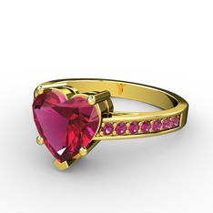 Lovie Kalp Tektaş Yüzük - Rodolit garnet 8 ayar altın yüzük #eauag5