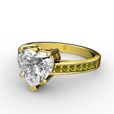 Beyaz zirkon ve peridot 925 ayar altın kaplama gümüş yüzük