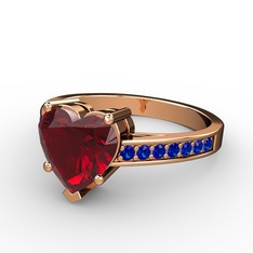 Lovie Kalp Tektaş Yüzük - Garnet ve lab safir 8 ayar rose altın yüzük #gzhrnm
