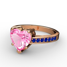 Pembe kuvars ve lab safir 18 ayar rose altın yüzük