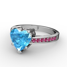 Lovie Kalp Tektaş Yüzük - Akuamarin ve rodolit garnet 8 ayar beyaz altın yüzük #jihfbo