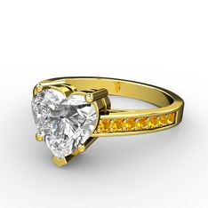 Lovie Kalp Tektaş Yüzük - Swarovski ve sitrin 8 ayar altın yüzük #kjmlzz