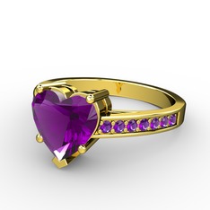 Lovie Kalp Tektaş Yüzük - Ametist 925 ayar altın kaplama gümüş yüzük #kwc97k