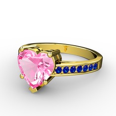Lovie Kalp Tektaş Yüzük - Pembe kuvars ve lab safir 18 ayar altın yüzük #nskbak