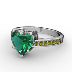 Yeşil kuvars ve peridot 18 ayar beyaz altın yüzük