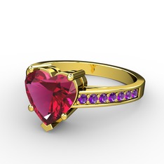 Lovie Kalp Tektaş Yüzük - Rodolit garnet ve ametist 8 ayar altın yüzük #pejwq4