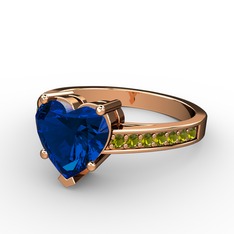 Lab safir ve peridot 14 ayar rose altın yüzük