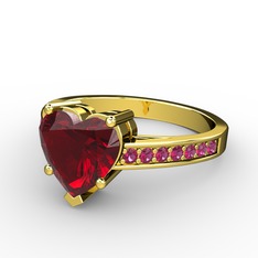 Lovie Kalp Tektaş Yüzük - Garnet ve rodolit garnet 18 ayar altın yüzük #r7pswv