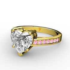 Swarovski ve pembe kuvars 14 ayar altın yüzük