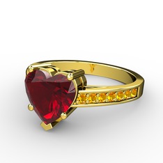 Garnet ve sitrin 14 ayar altın yüzük