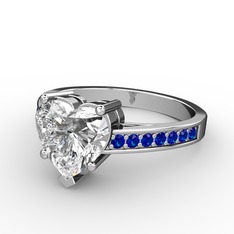 Lovie Kalp Tektaş Yüzük - Swarovski ve lab safir 14 ayar beyaz altın yüzük #ug7s7i