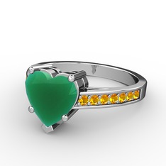 Lovie Kalp Tektaş Yüzük - Kök zümrüt ve sitrin 925 ayar gümüş yüzük #y9rqpi