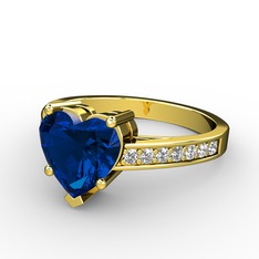 Lab safir ve pırlanta 8 ayar altın yüzük (0.21 karat)