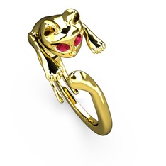 Kedi Yüzük - Rodolit garnet 925 ayar altın kaplama gümüş yüzük #1q1ombb