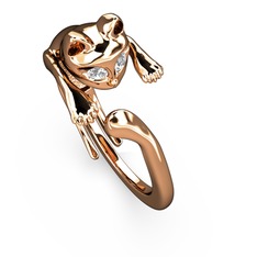 Kedi Yüzük - Beyaz zirkon 925 ayar rose altın kaplama gümüş yüzük #9b7yrm
