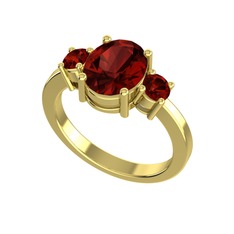 Tria Carita Yüzük - Garnet 14 ayar altın yüzük #11a5kyh