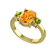 Tria Carita Yüzük - Sitrin ve peridot 14 ayar altın yüzük #11luuty
