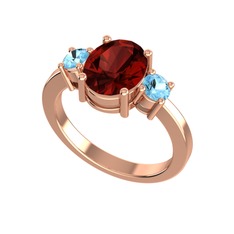 Garnet ve akuamarin 18 ayar rose altın yüzük