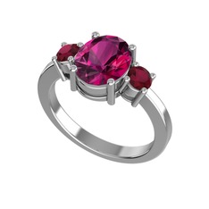 Tria Carita Yüzük - Rodolit garnet ve kök yakut 925 ayar gümüş yüzük #12rqfxj