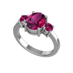 Tria Carita Yüzük - Rodolit garnet 8 ayar beyaz altın yüzük #12tlu1c