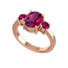 Tria Carita Yüzük - Rodolit garnet 14 ayar rose altın yüzük #12zomrt
