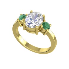 Swarovski ve kök zümrüt 18 ayar altın yüzük