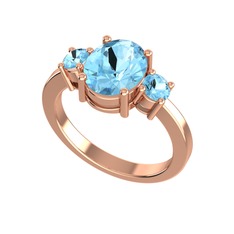 Tria Carita Yüzük - Akuamarin 14 ayar rose altın yüzük #169xww0