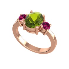 Peridot ve rodolit garnet 18 ayar rose altın yüzük