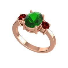 Yeşil kuvars ve garnet 8 ayar rose altın yüzük
